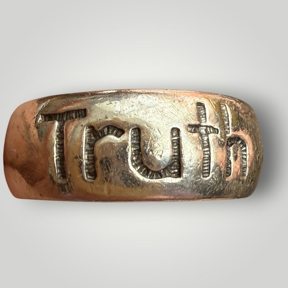 Vintage 925 Sterling Silver “Truth” Ring Size 6 - Picture 3 of 5